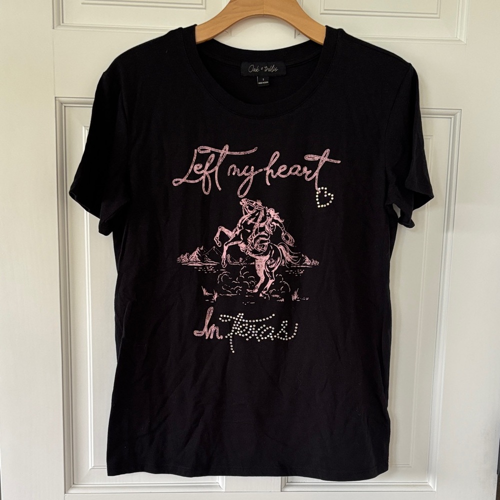 Black Graphic Tee with Pink Rodeo Design